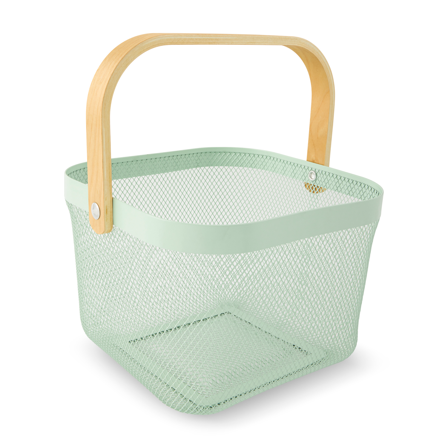 slide 2 of 2, CORE BAMBOO Core Metal Basket with Wood Handle, Mint, 1 ct