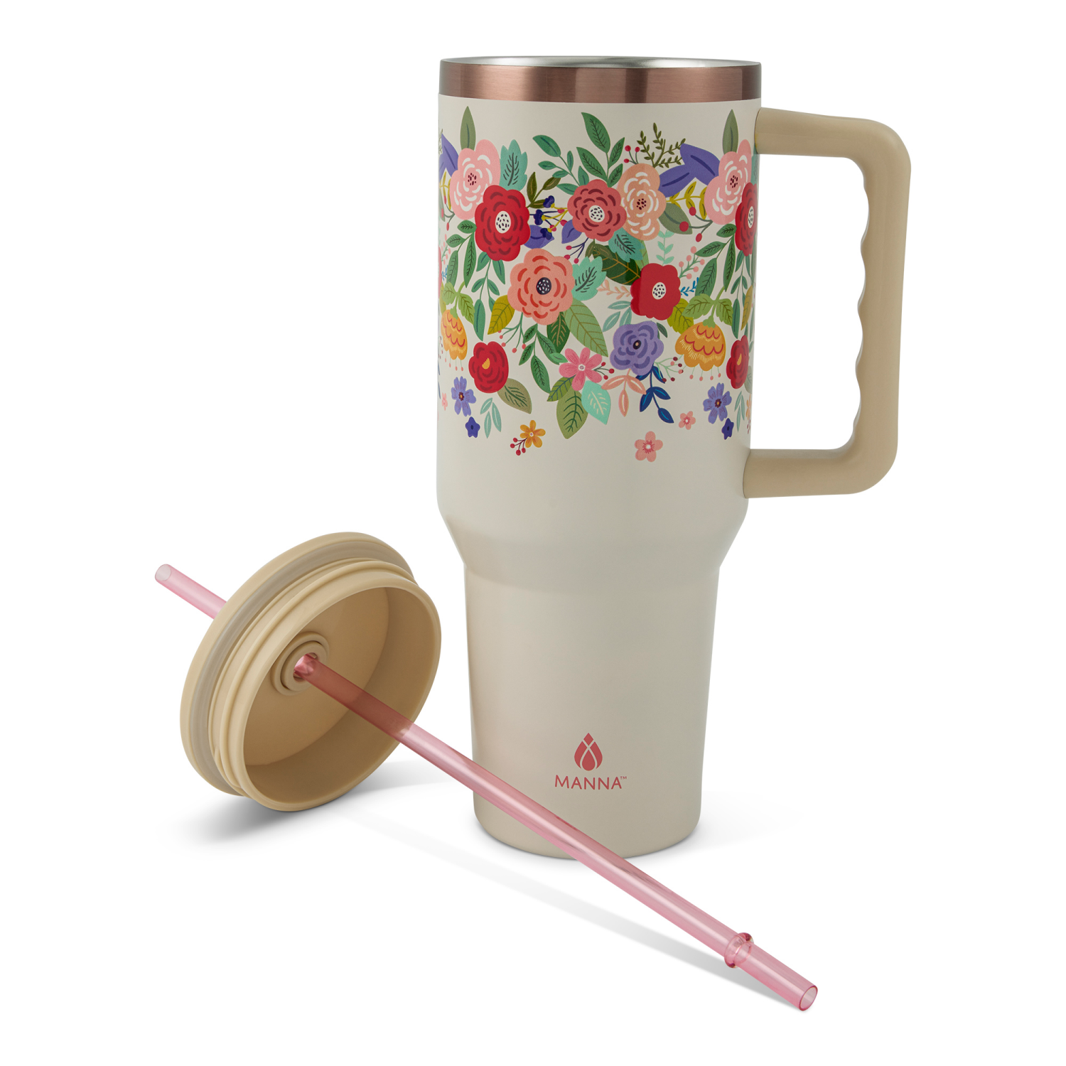 slide 2 of 3, Manna Agenda Tumbler 40oz, Chic Floral Tan, 40 oz