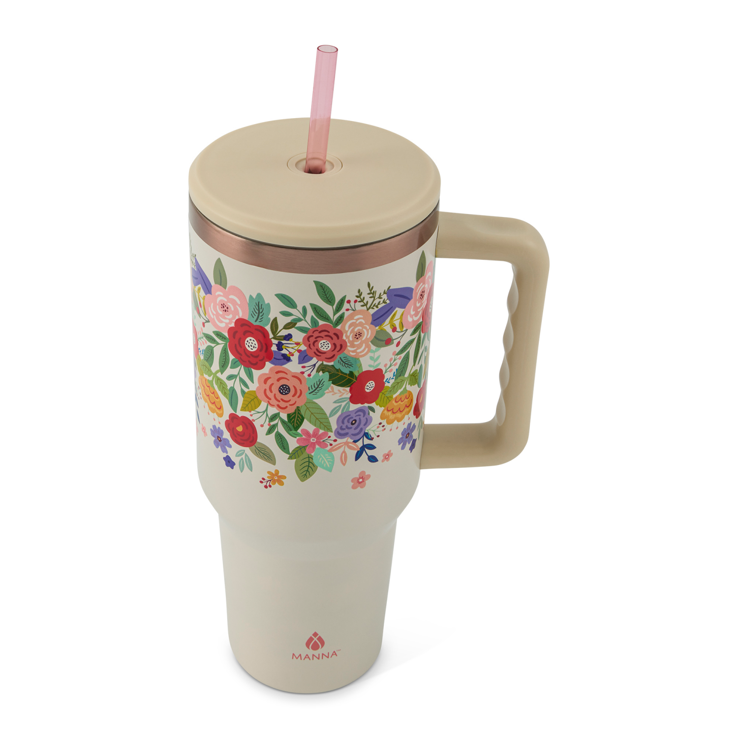 slide 3 of 3, Manna Agenda Tumbler 40oz, Chic Floral Tan, 40 oz