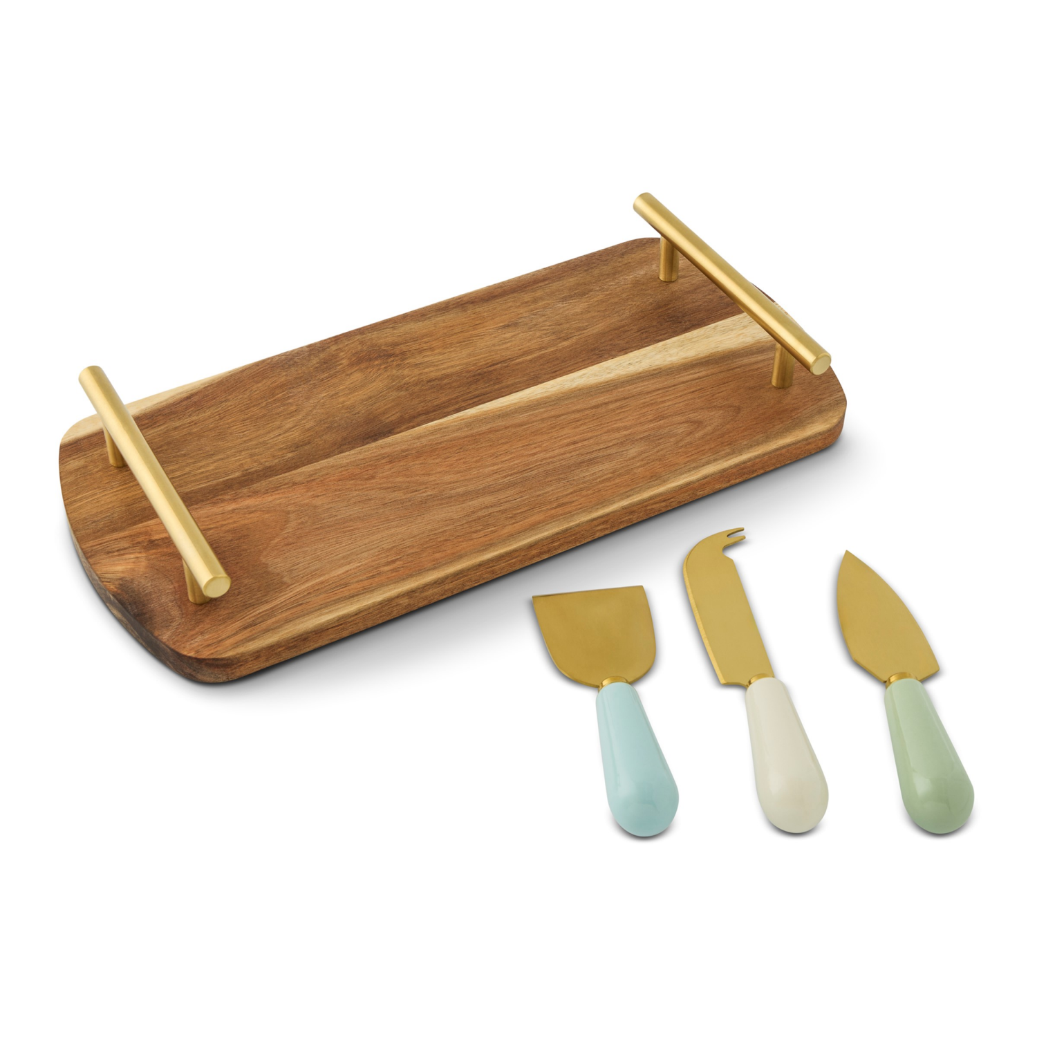 slide 2 of 3, CORE BAMBOO Bklyn Steel A/c Cheese Set Blue/ Green, 1 ct