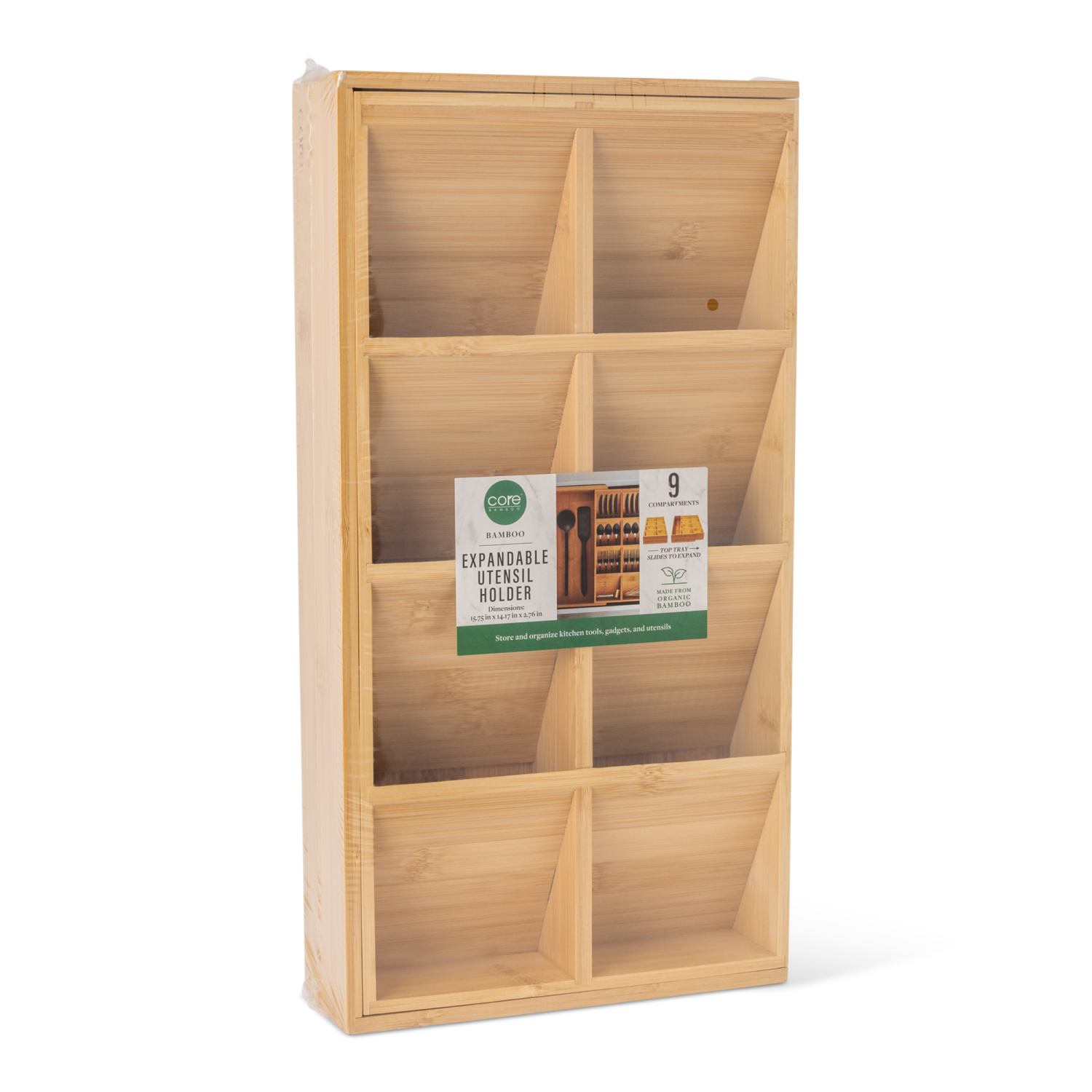 slide 3 of 5, Core Bamboo Expandable Utensil Holder, 1 ct