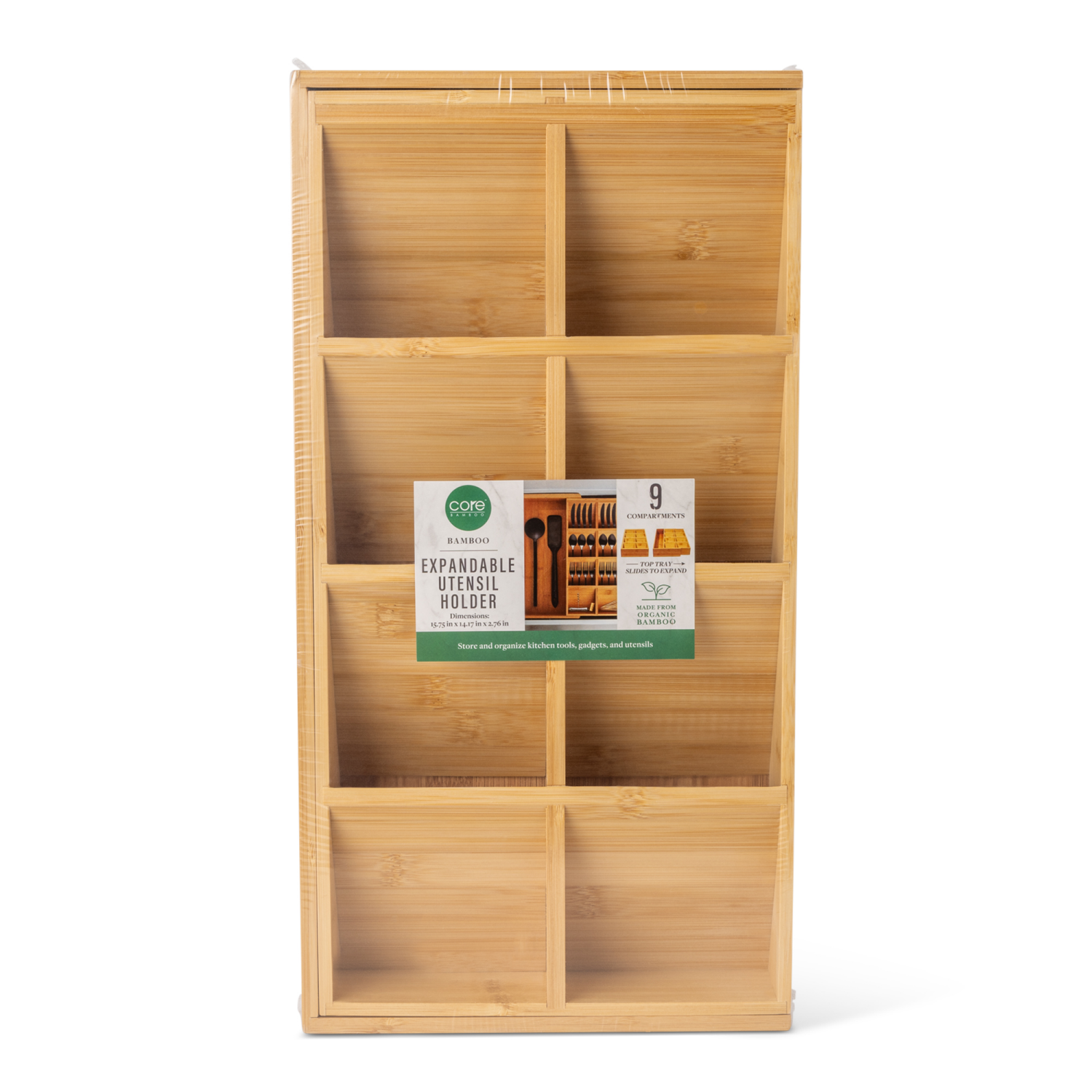 slide 1 of 5, Core Bamboo Expandable Utensil Holder, 1 ct