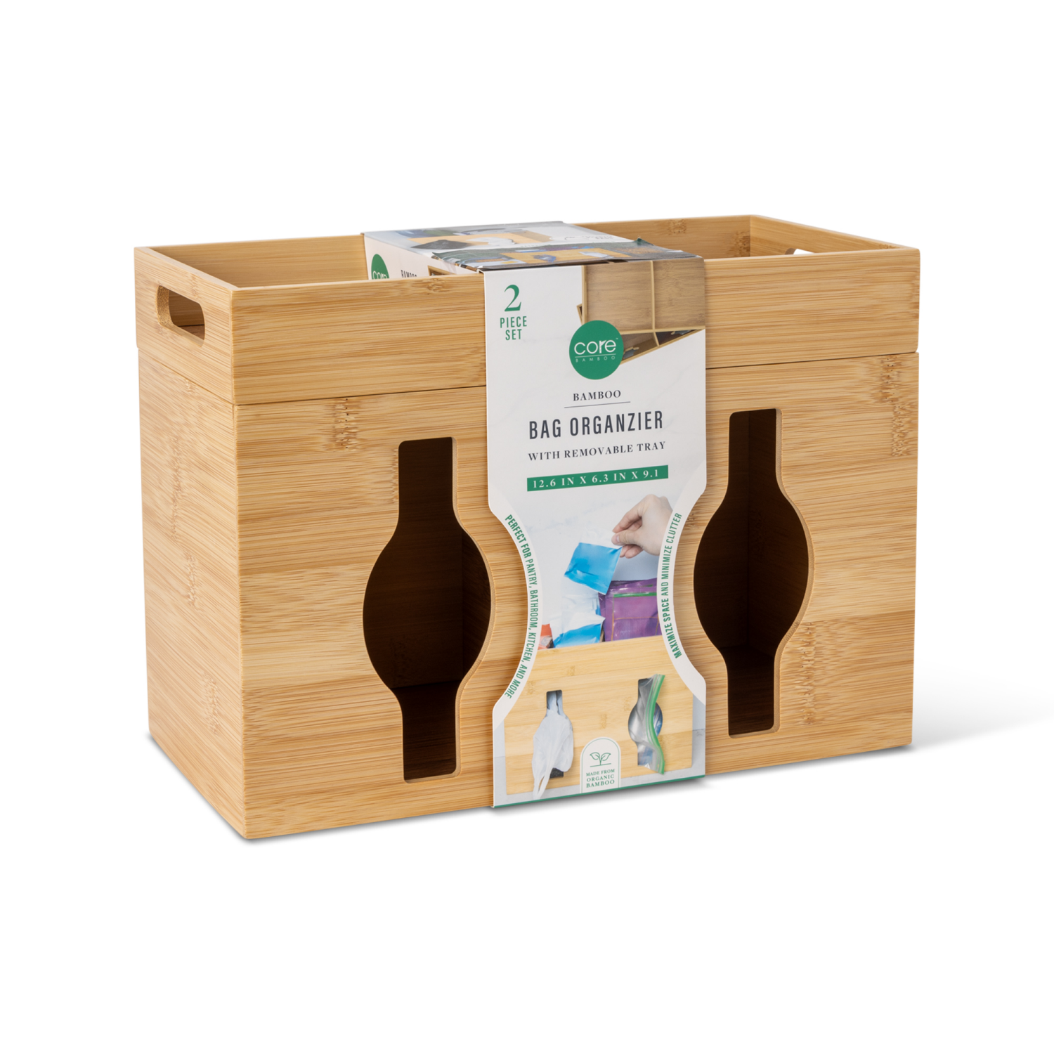 slide 5 of 7, Core Bamboo Plastic Bag Organization, 2-Section, 1 ct