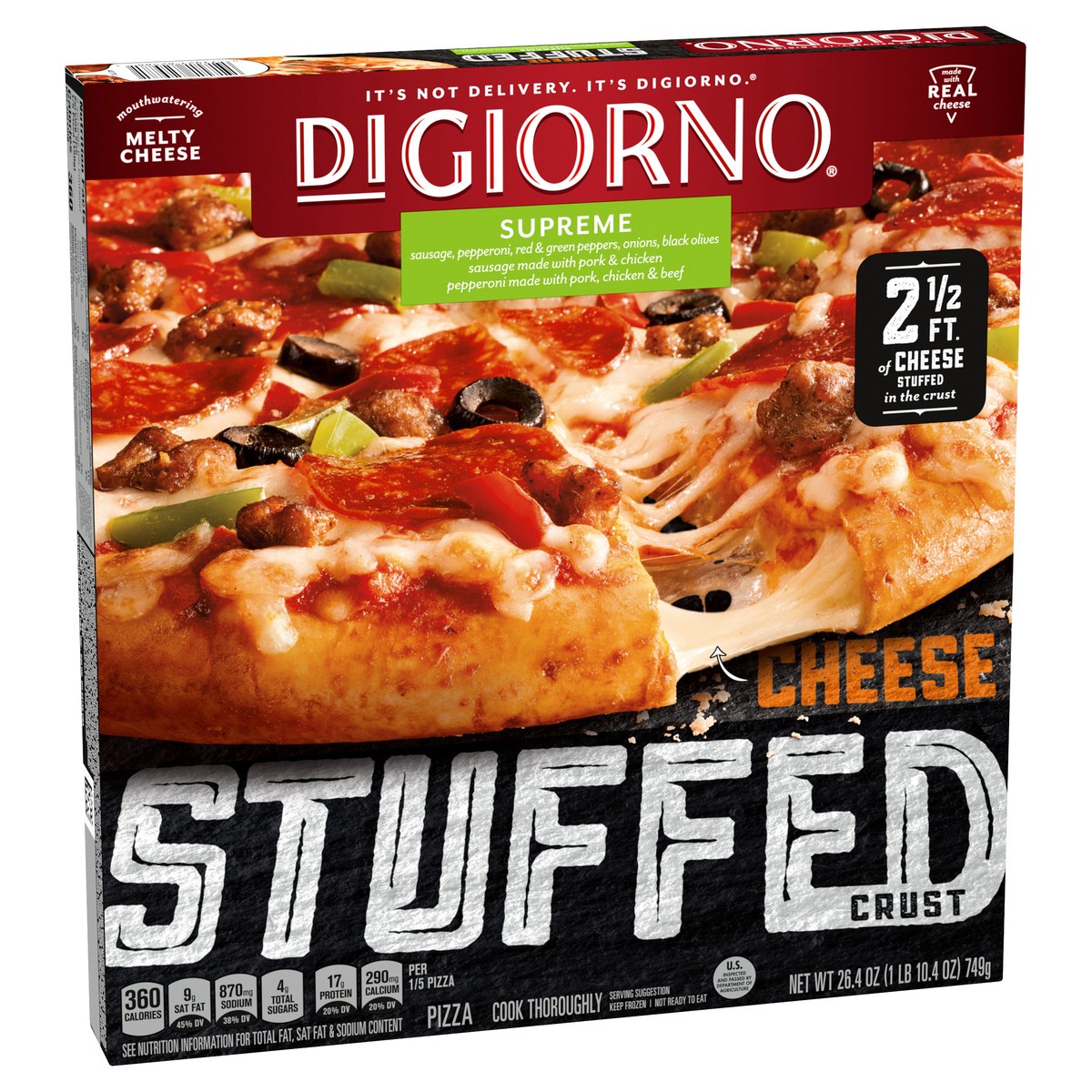 slide 2 of 8, DiGiorno Cheese Stuffed Crust Supreme Pizza, 26.4 oz