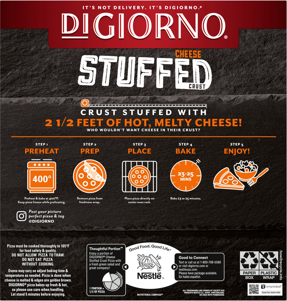 slide 4 of 8, DiGiorno Cheese Stuffed Crust Supreme Pizza, 26.4 oz