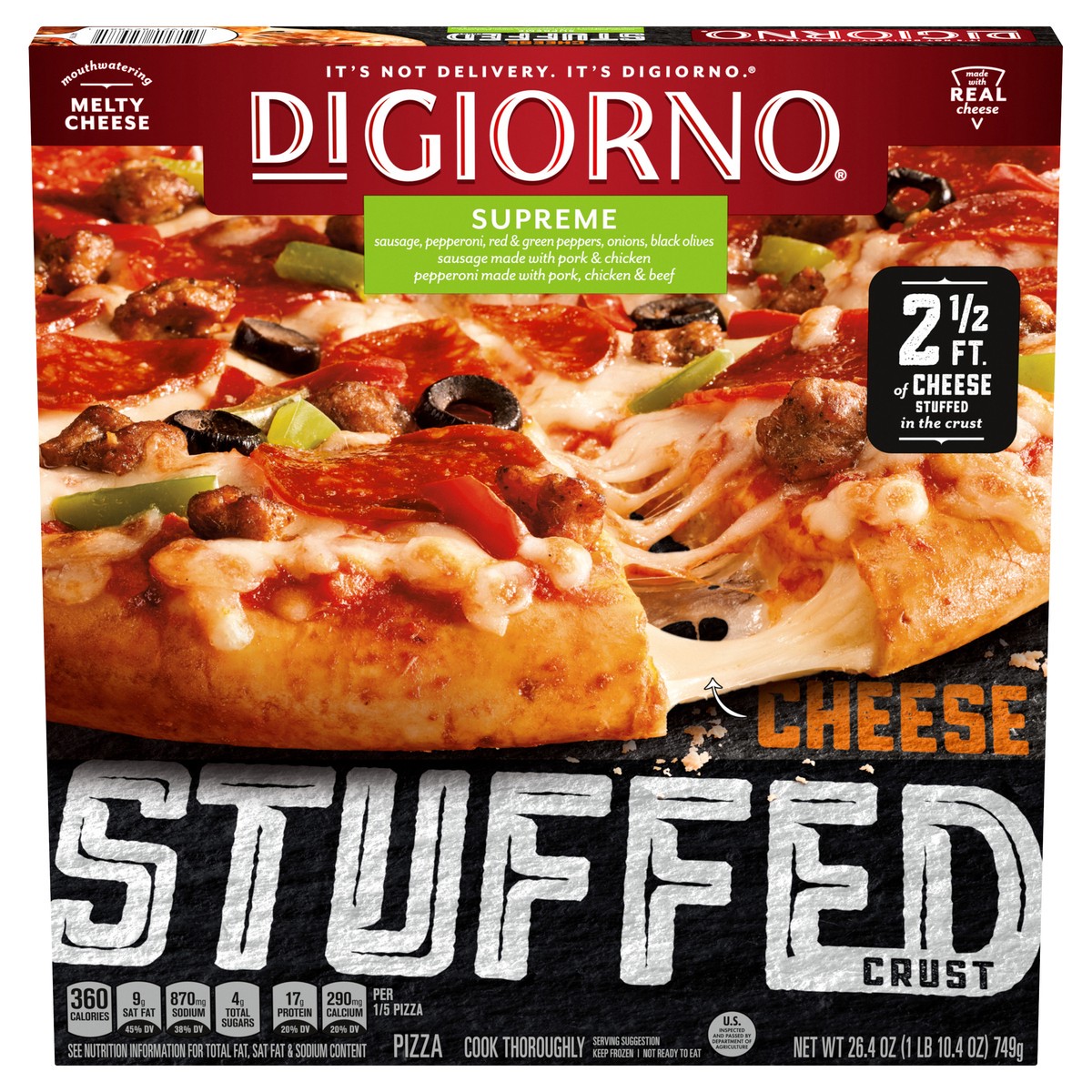 slide 1 of 8, DiGiorno Cheese Stuffed Crust Supreme Pizza, 26.4 oz