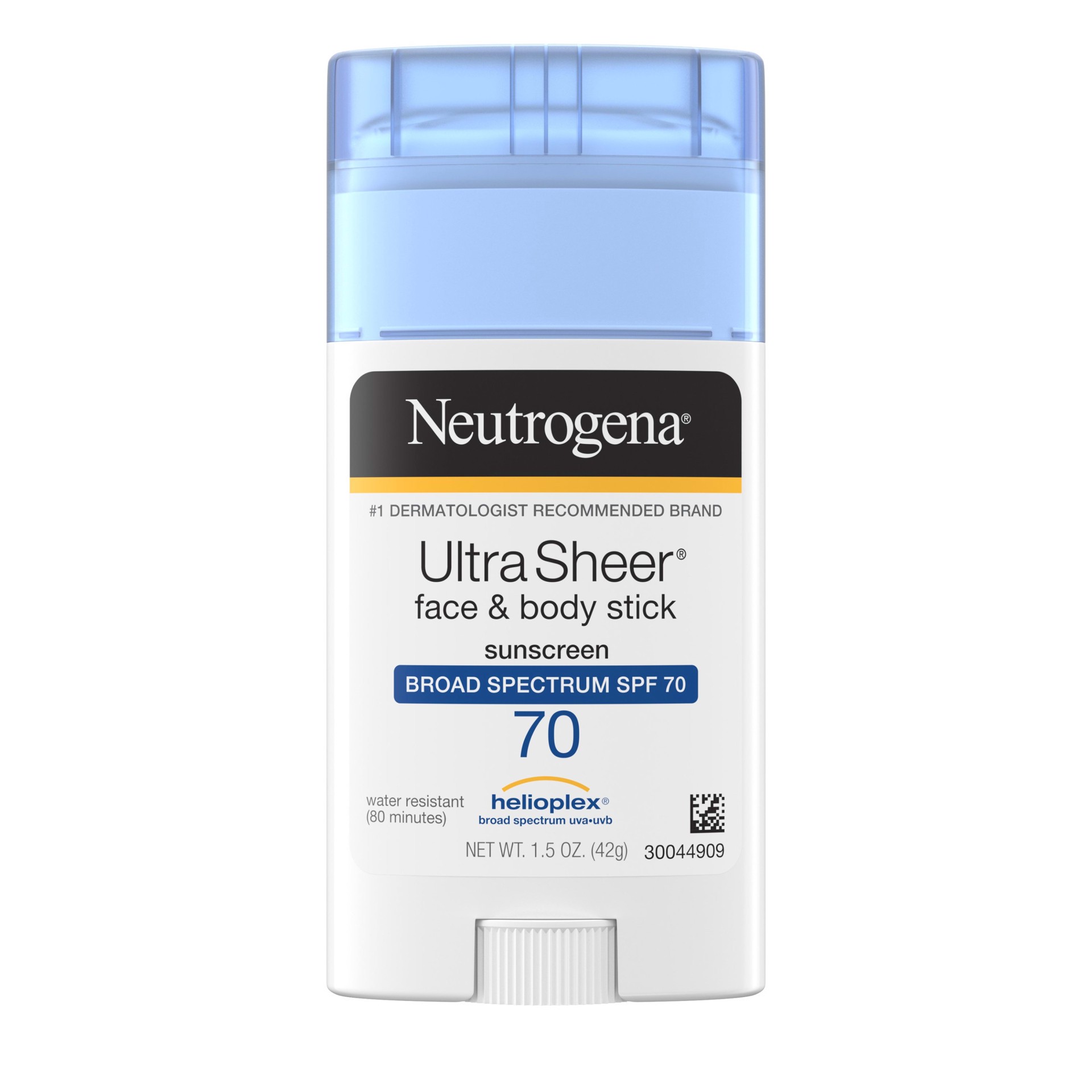 slide 2 of 5, Neutrogena Ultra Sheer Non-Greasy Sunscreen Stick for Face & Body, Broad Spectrum SPF 70 UVA/UVB Sunscreen Stick, PABA-Free, 1.5 oz, 1.5 oz