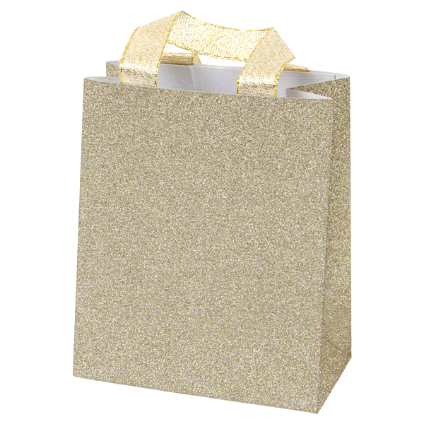 slide 1 of 1, Papyrus Gold Glitter Treat Bag, 1 ct