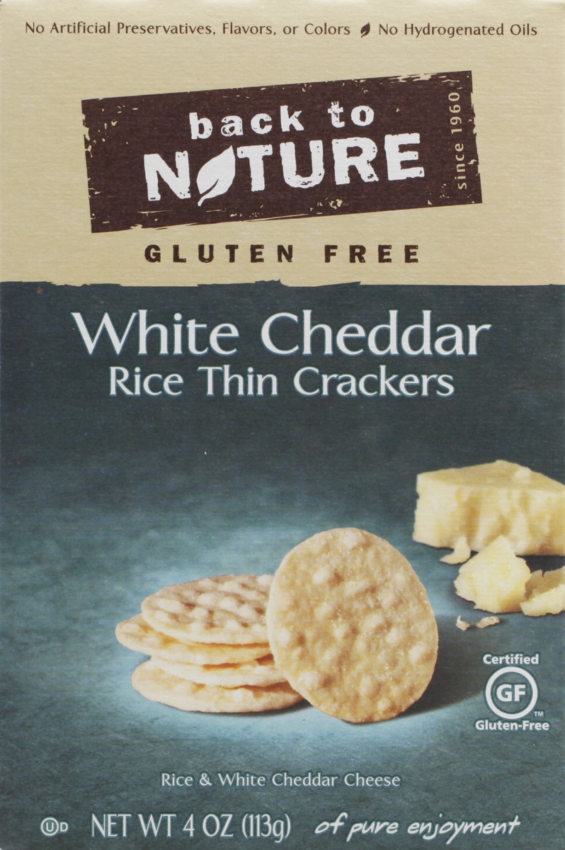 slide 4 of 4, Back To Nature Crackers, Rice Thin, White Cheddar, 4 oz