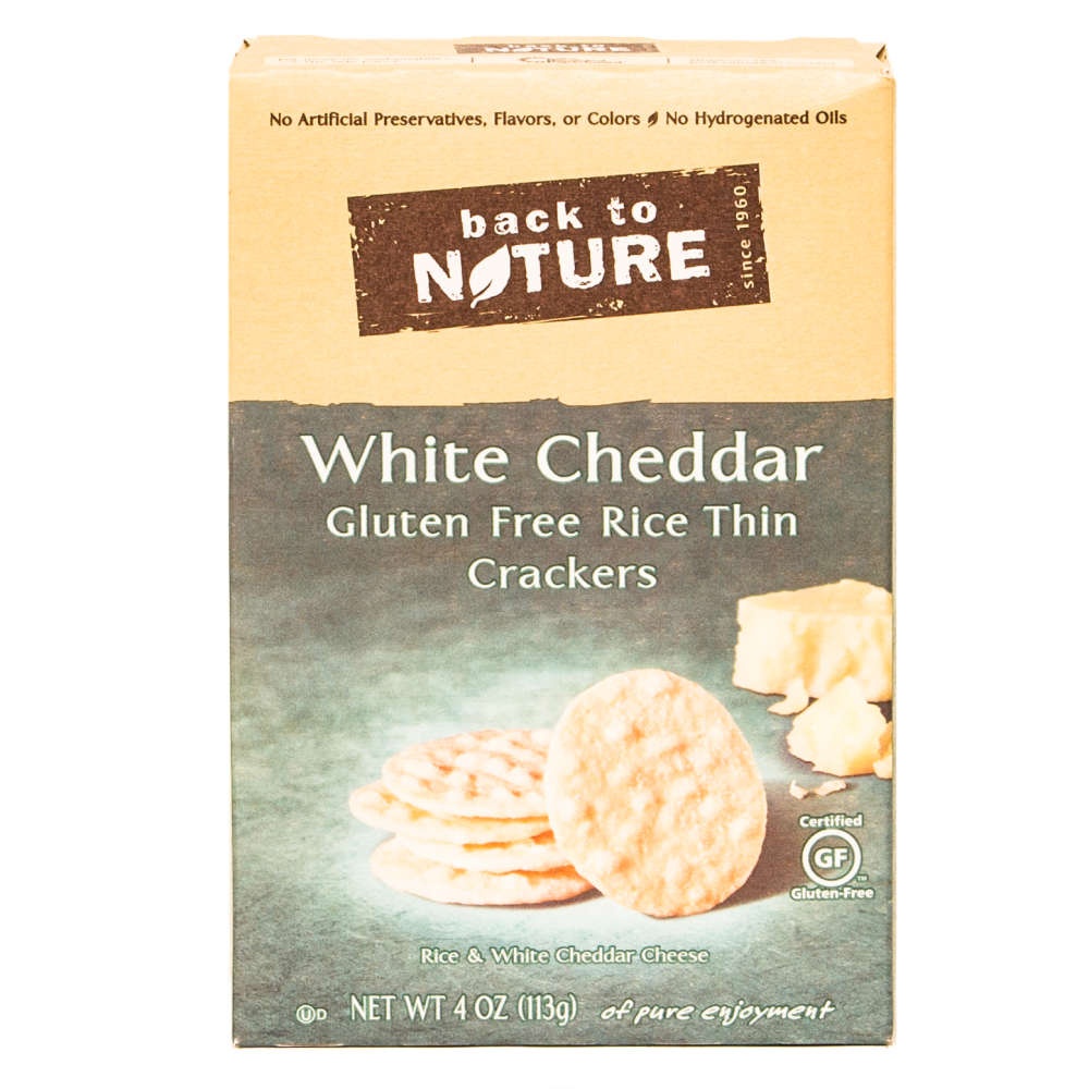 slide 1 of 4, Back To Nature Crackers, Rice Thin, White Cheddar, 4 oz