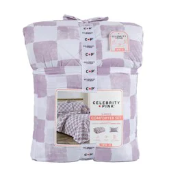 Celebrity Pink Check Comforter Set Twin Xl
