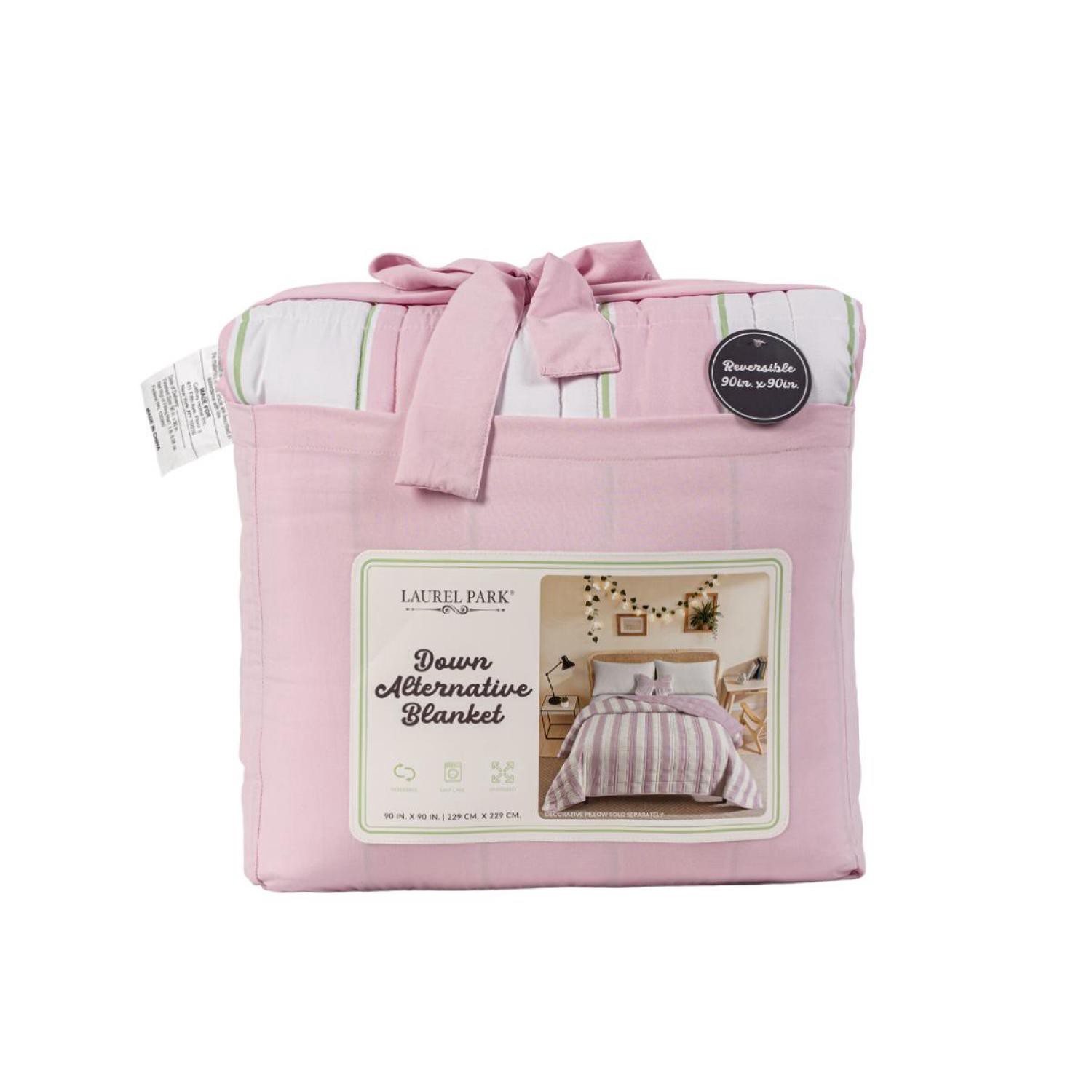 slide 1 of 4, Laurel Park Down Alternative Quilted Blanket, Full/queen, Pink Stripe, 1 ct