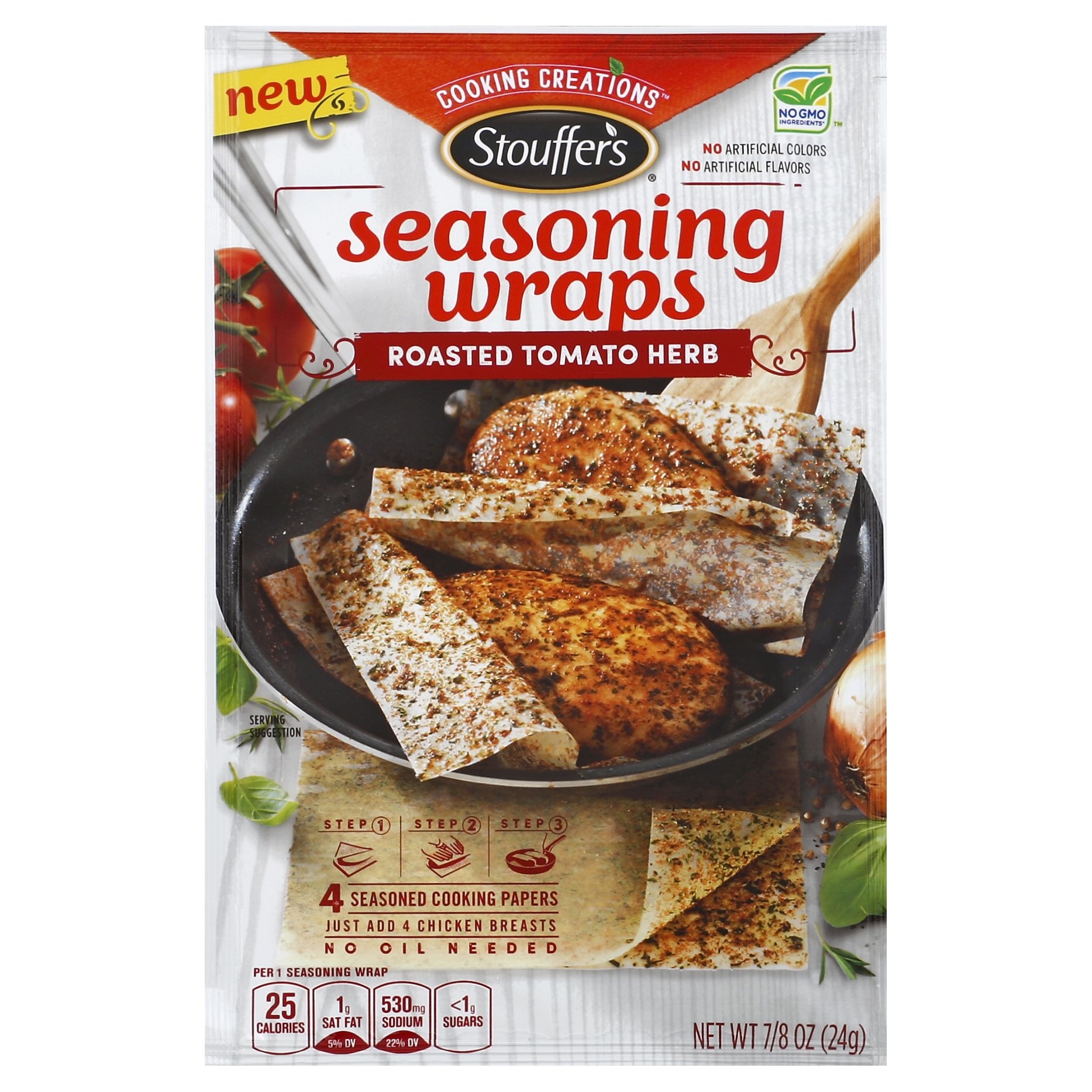 slide 1 of 8, Stouffer's Cooking Creations Roasted Tomato Herb Seasoning Wraps, 0.88 oz