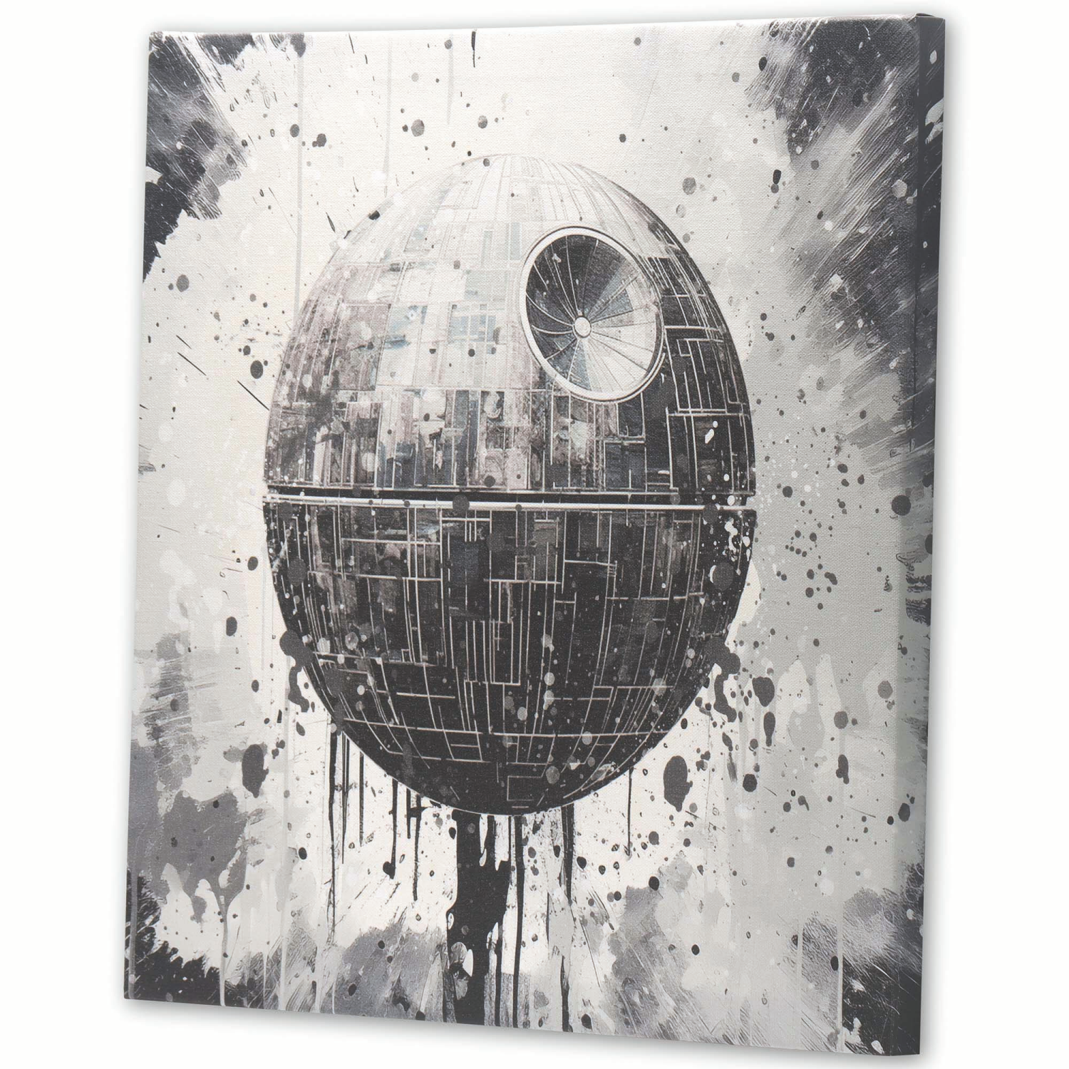slide 3 of 4, Star Wars Death Star B&W Canvas Decor, 1 ct