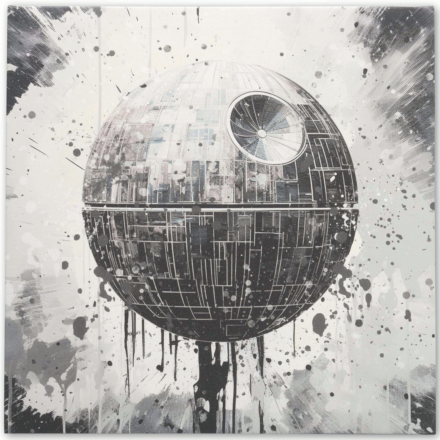 slide 1 of 4, Star Wars Death Star B&W Canvas Decor, 1 ct