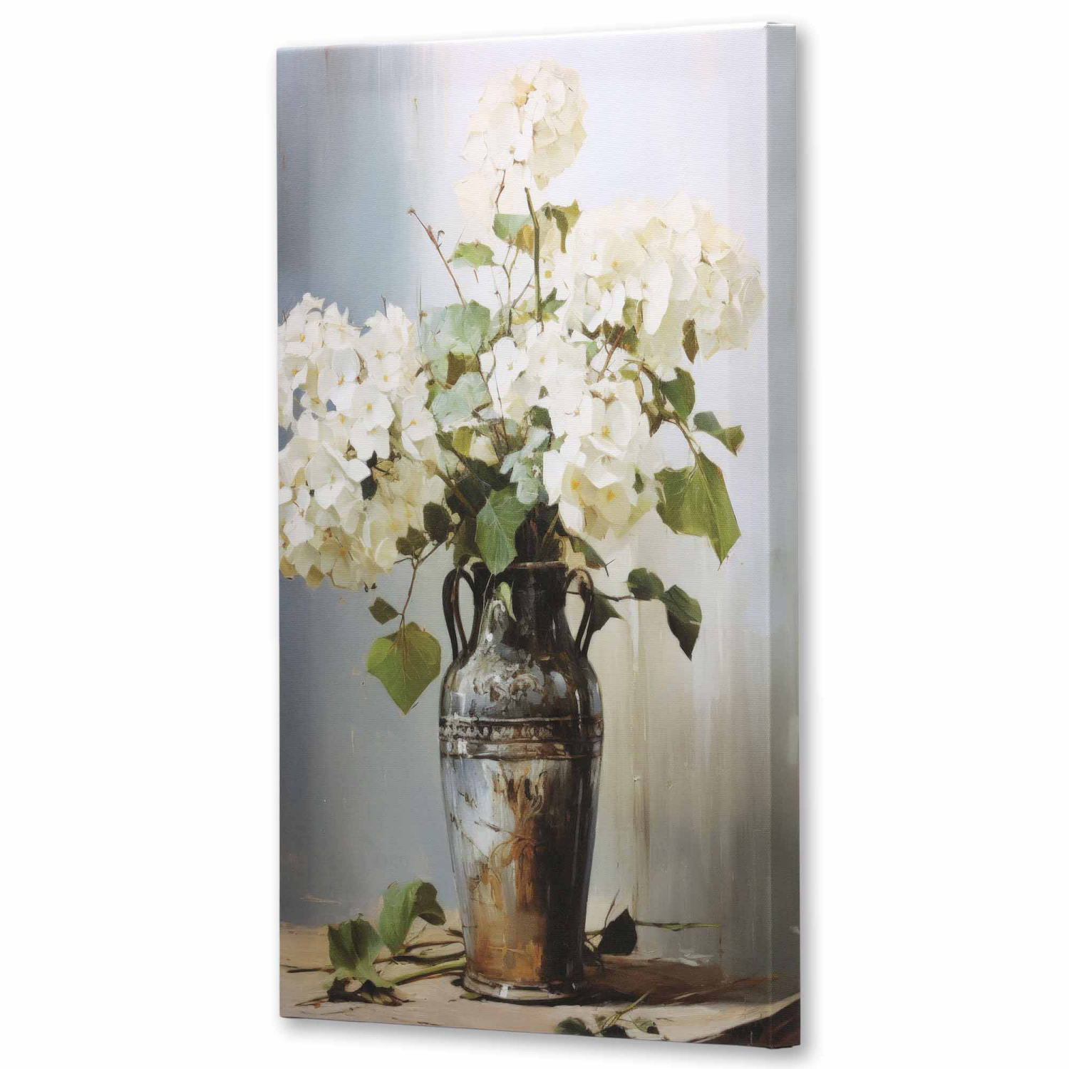 slide 3 of 3, White Hydrangea Canvas, 1 ct