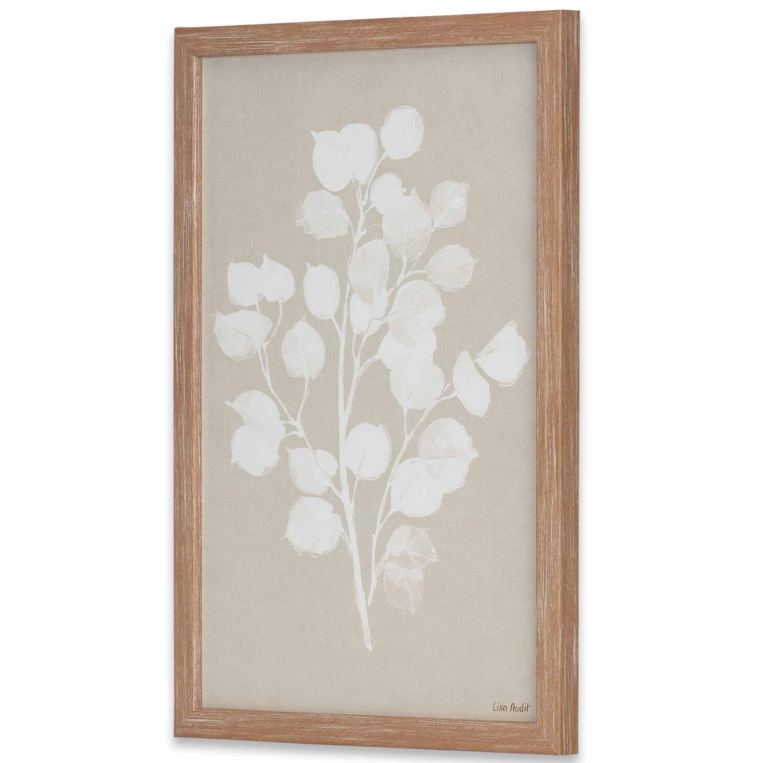slide 3 of 3, Neutral Flower Framed Wood, 1 ct