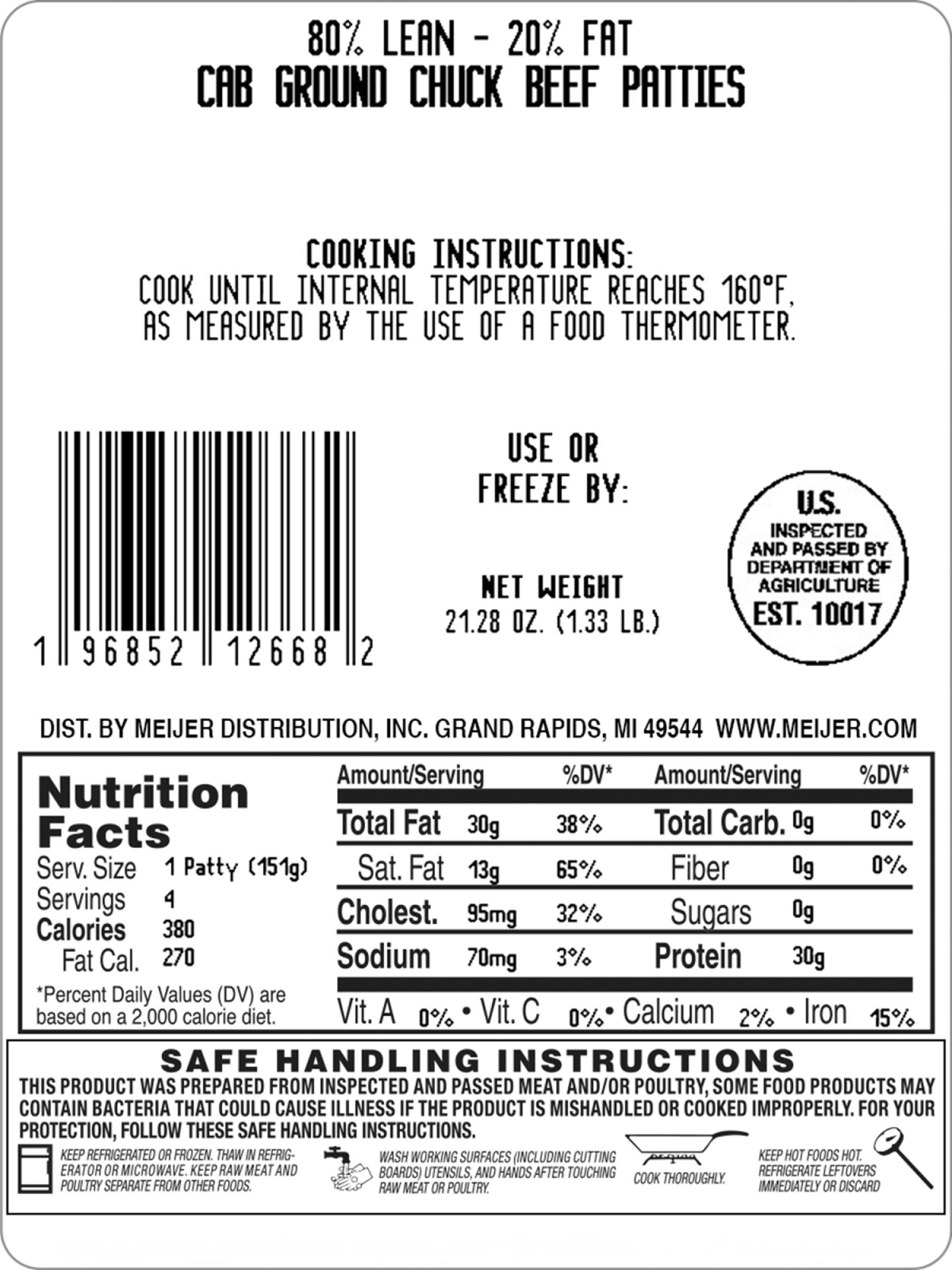 slide 2 of 3, Cab Ground Chuck Patties 4Ct-21.32Oz, 21.32 oz