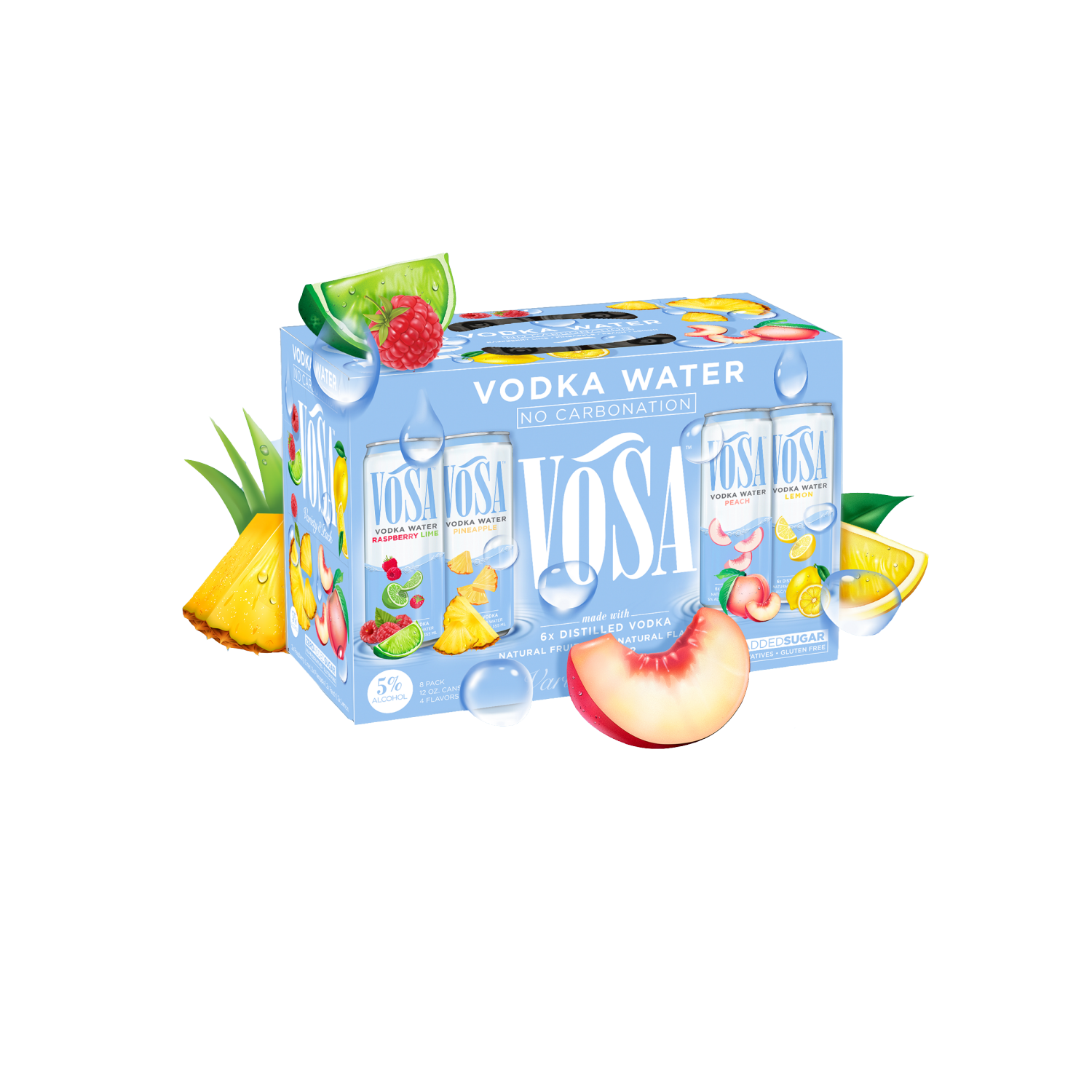 slide 1 of 1, Vosa Zero Added Sugar Assorted Vodka Water Variety Pack 8 - 12 oz Cans, 8 ct