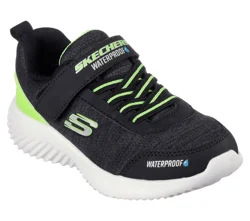 Skechers Boys Bounder Waterproof, Black/Lime, Size 2