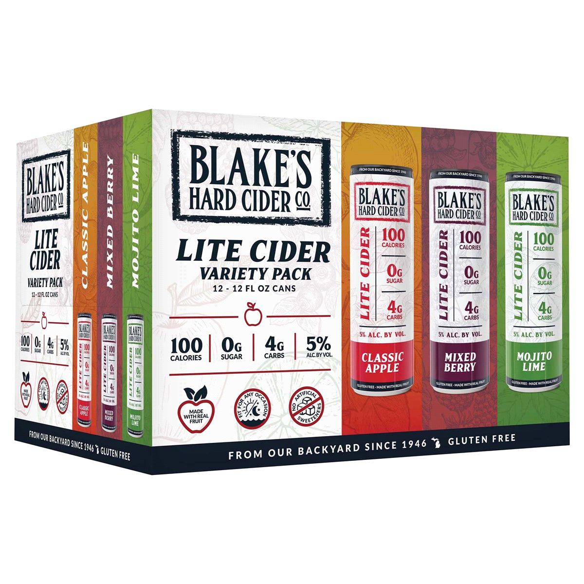 slide 1 of 1, Blake's Lite Cider Variety Pack Slim Cans, 12 ct; 12 fl oz
