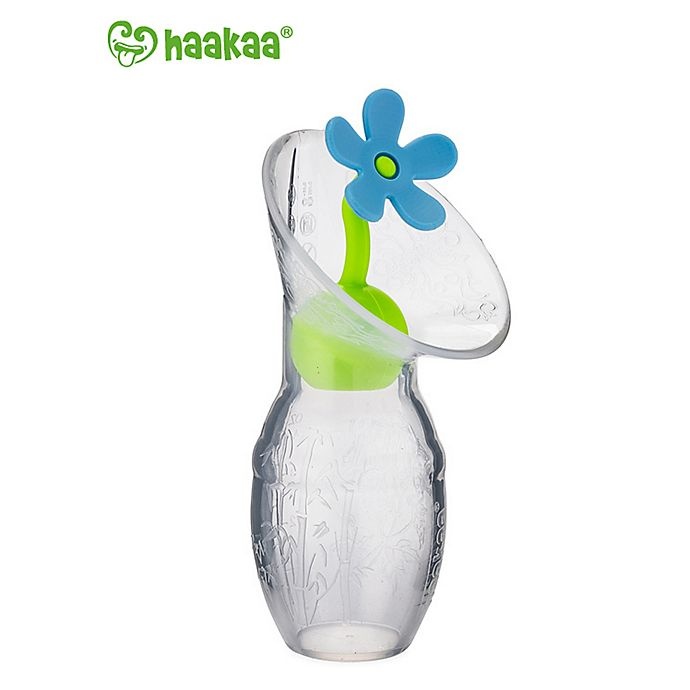 slide 2 of 3, Haakaa Silicone Breast Pump Flower Stopper - Blue, 1 ct