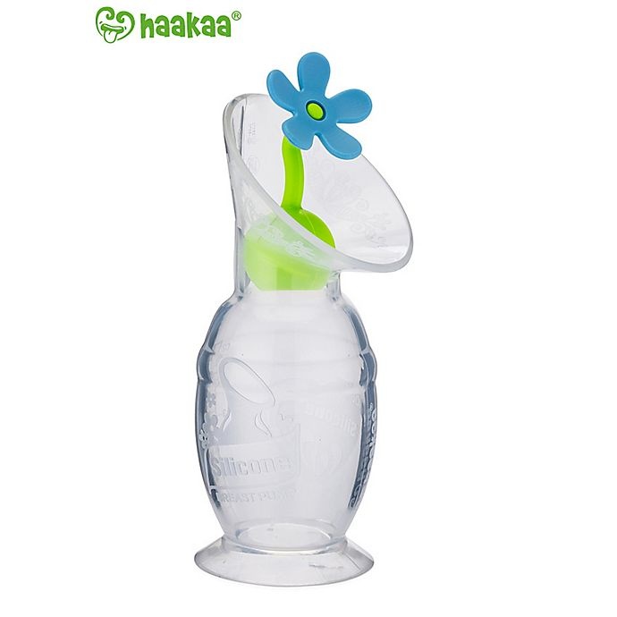 slide 3 of 3, Haakaa Silicone Breast Pump Flower Stopper - Blue, 1 ct
