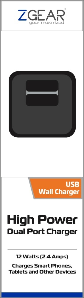 slide 1 of 1, Zgear High Power Dual Port Usb Wall Charger - Black, 1 ct