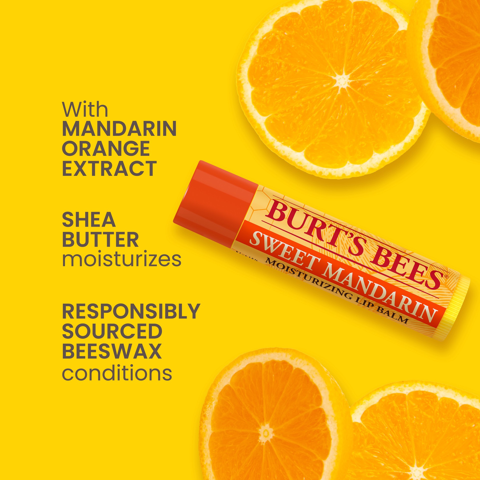 slide 5 of 5, Burt's Bees Sweet Mandarin Lip Balm, Natural Origin Lip Care, 1 Tube, 0.15 oz., 1 ct