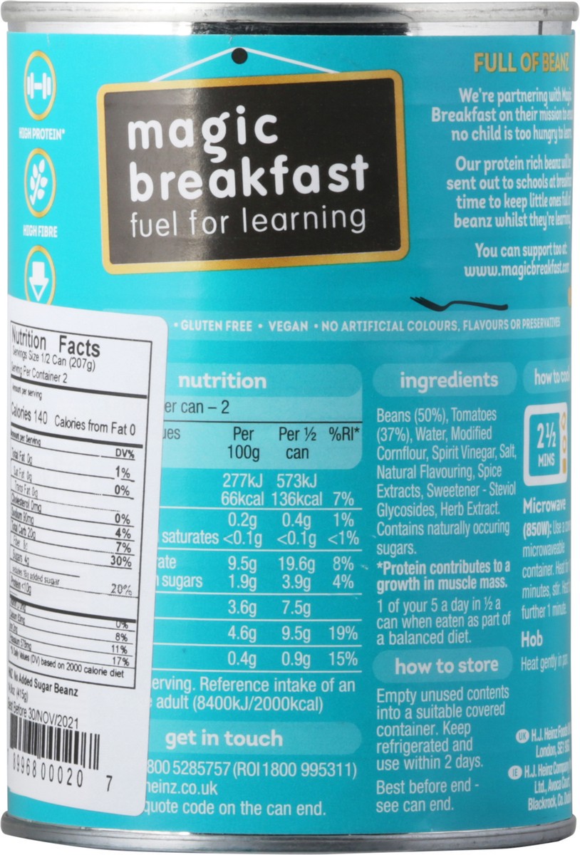 slide 3 of 14, Heinz No Added Sugar Beanz In Tomato Sauce 14.6 oz, 14.6 oz
