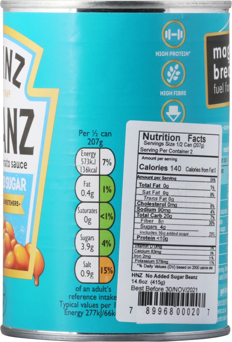 slide 9 of 14, Heinz No Added Sugar Beanz In Tomato Sauce 14.6 oz, 14.6 oz
