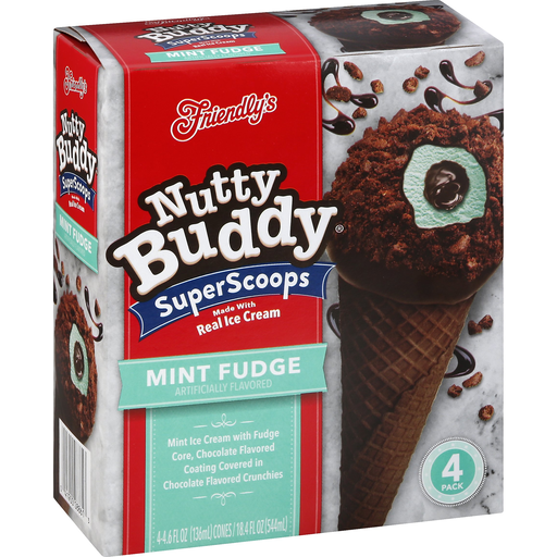 slide 1 of 1, Friendly's Nutty Buddy Mint Fudge Ice Cream Cone, 4 ct