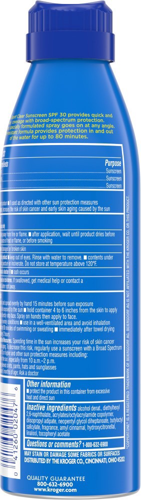 slide 2 of 2, Kroger Sport Sunscreen Spray Spf 30, 5.5 fl oz
