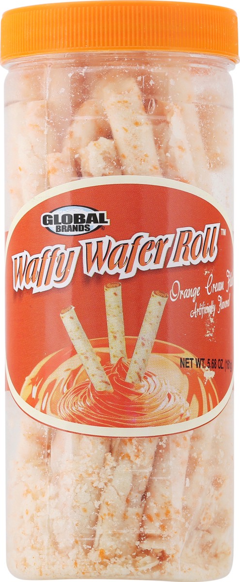 slide 11 of 13, Global Brands Waffy Wafer Roll, Orange Cream Filled, 5.68 Ounce, 5.68 oz