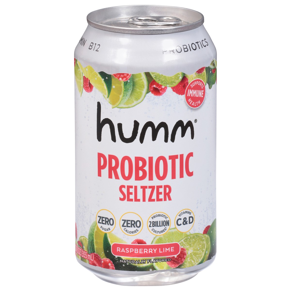 slide 1 of 14, Humm Probiotic Raspberry Lime Seltzer- 12 fl oz, 12 fl oz