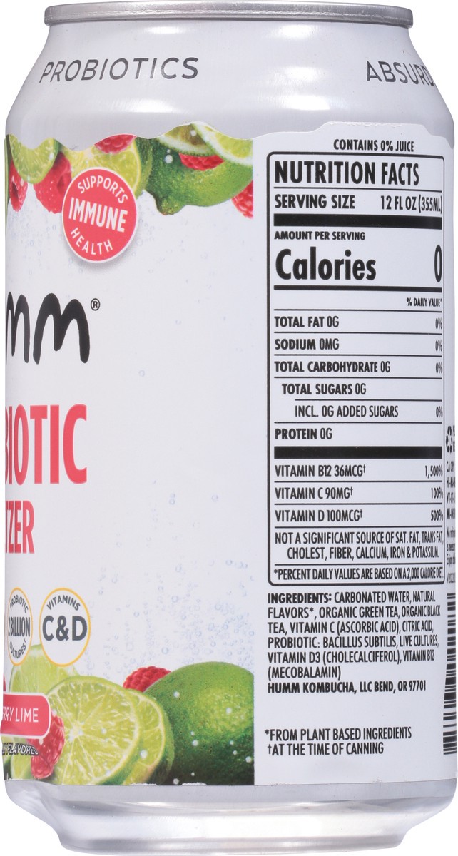 slide 2 of 14, Humm Probiotic Raspberry Lime Seltzer- 12 fl oz, 12 fl oz
