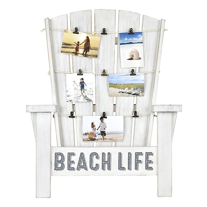slide 1 of 1, Adirondack Chair Inspired Beach Life Wood Photo Collage Clip Frame, 21 in x 36.5 in