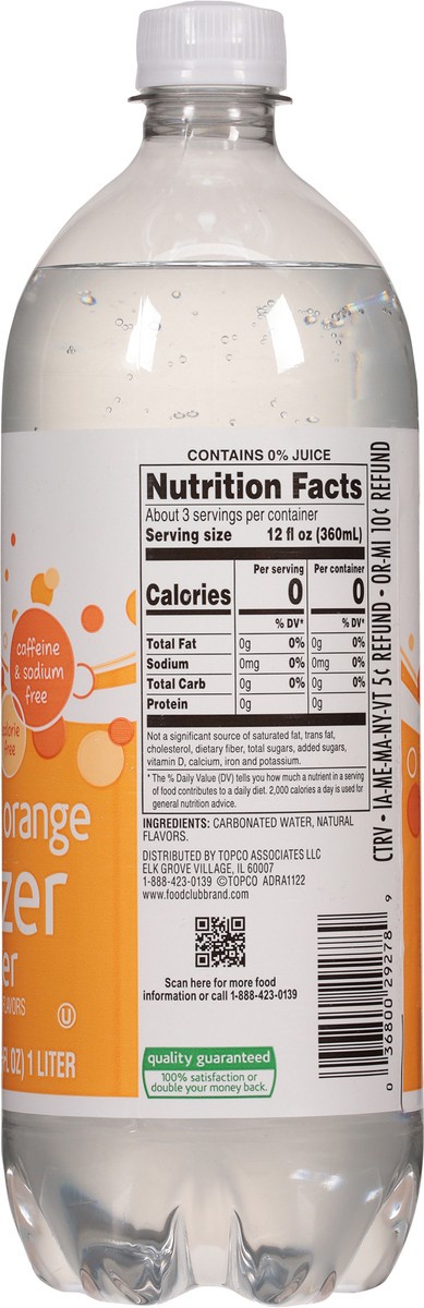 slide 10 of 15, Food Club Mandarin Orange Seltzer Water - 33.8 fl oz, 33.8 fl oz