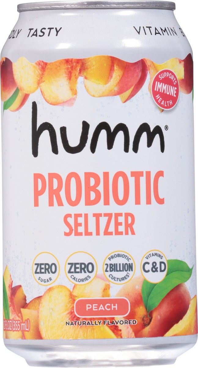 slide 4 of 14, Humm Kombucha Peach Probiotic Seltzer, 12 fl oz