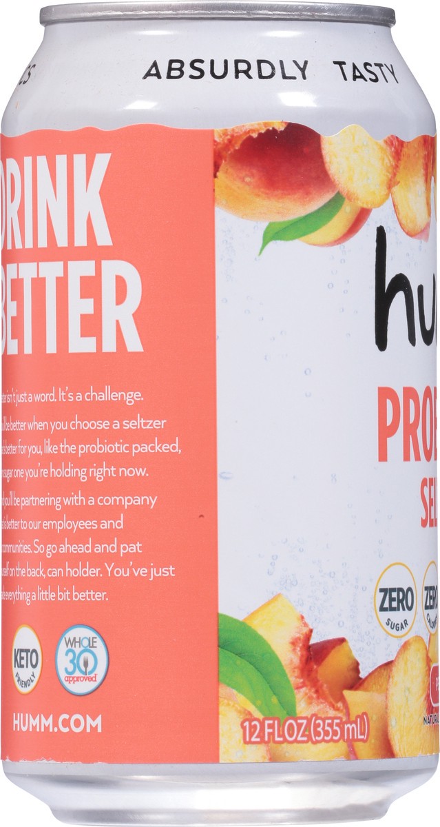 slide 5 of 14, Humm Kombucha Peach Probiotic Seltzer, 12 fl oz