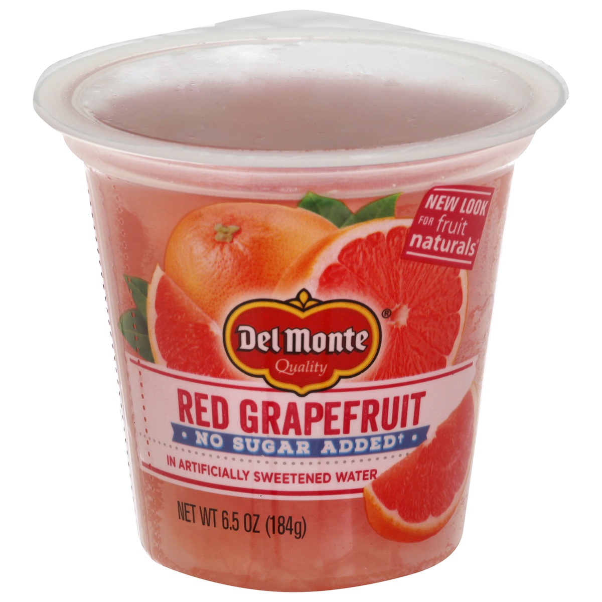 slide 1 of 1, Del Monte Fruit Naturals No Sugar Added Red Grapefruit Fruit Cup, 6.5 oz