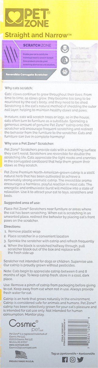 slide 5 of 12, Pet Zone Straight and Narrow Single-Wide Cat Scratcher 1 ea, 1 ct