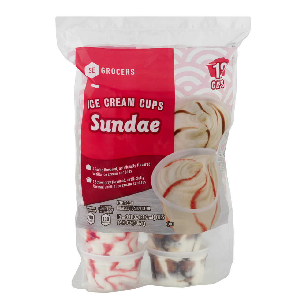 slide 1 of 1, SE Grocers Sundae Ice Cream Cup, 12 ct