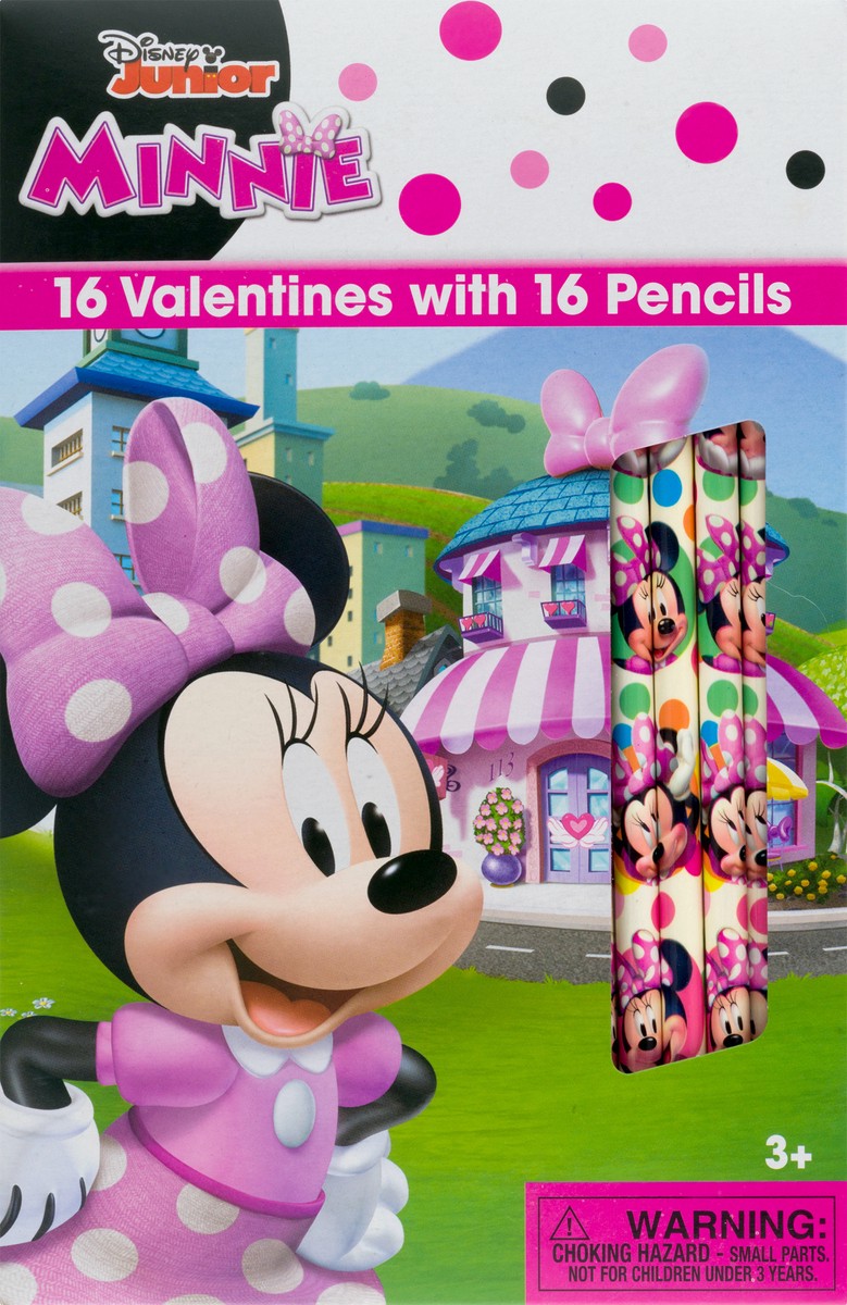 slide 2 of 9, Disney Junior Minnie 3+ with Pencils Valentines 1 ea, 1 ct