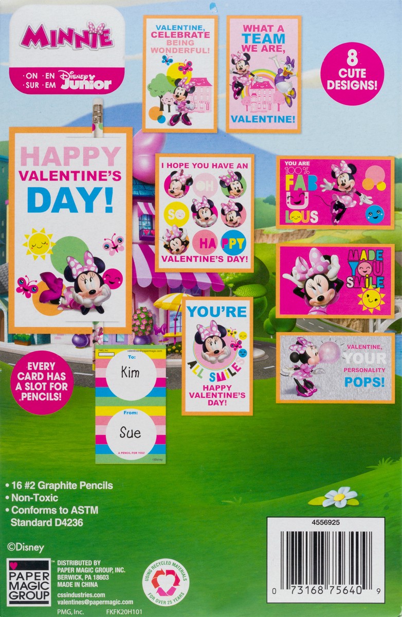 slide 3 of 9, Disney Junior Minnie 3+ with Pencils Valentines 1 ea, 1 ct