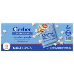Gerber Puffs To Go - Strawberry Apple, 6 x 0.5 oz