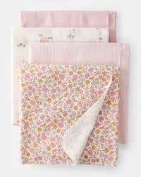 Carters Baby 4-Pack Floral Receiving Blankets - Pink Pink OSZ