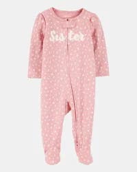 Carter's Little Sister 2-Way Zip Cotton Sleep & Play Pajamas - Pink Pink 9M
