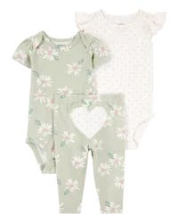 Carters Baby Girl 3-Piece Heart Little Character Set Green 24M