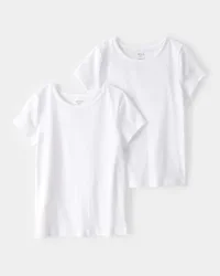 Carters Girls 2-Pack Cotton Undershirts White 6-6X